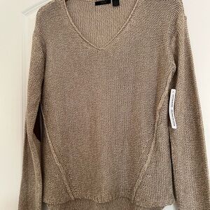 RDI Tan V-Neck Sweater Lightweight Knit